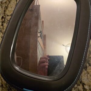 [Brica] Grey Oval Car Mirror with Blue Stitching